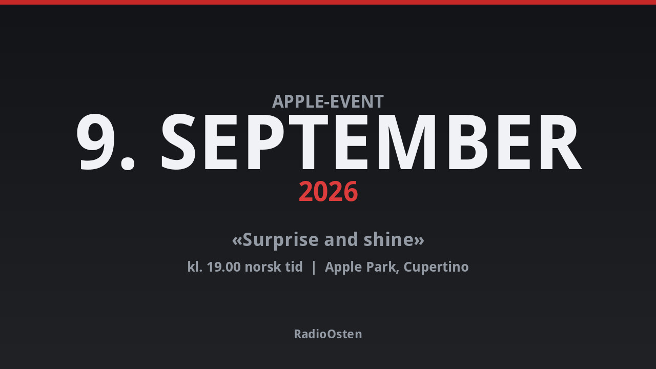 Grafikk: Apple-event 9. september 2026